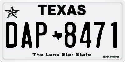 TX license plate DAP8471