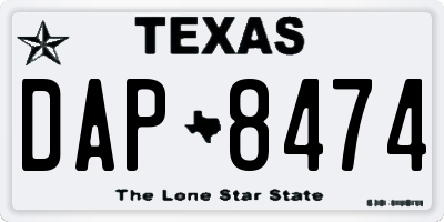 TX license plate DAP8474