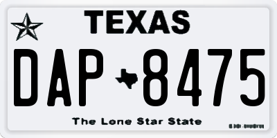 TX license plate DAP8475