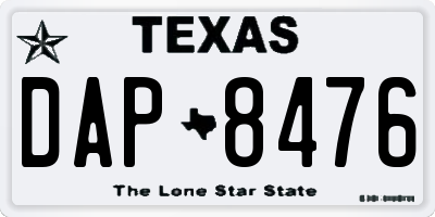 TX license plate DAP8476