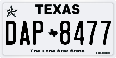 TX license plate DAP8477