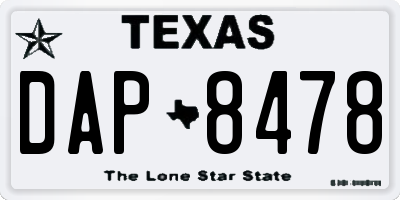 TX license plate DAP8478