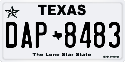 TX license plate DAP8483