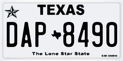 TX license plate DAP8490