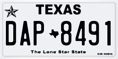 TX license plate DAP8491
