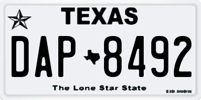 TX license plate DAP8492