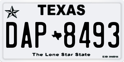 TX license plate DAP8493