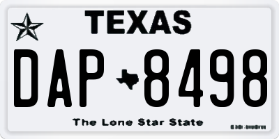 TX license plate DAP8498