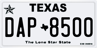 TX license plate DAP8500