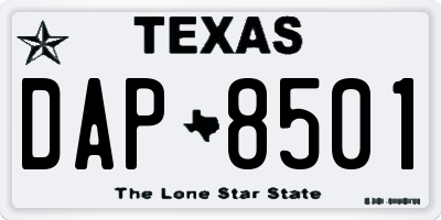 TX license plate DAP8501