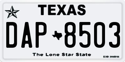 TX license plate DAP8503