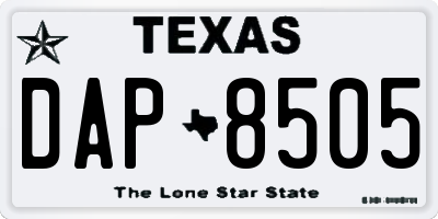 TX license plate DAP8505