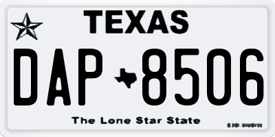 TX license plate DAP8506
