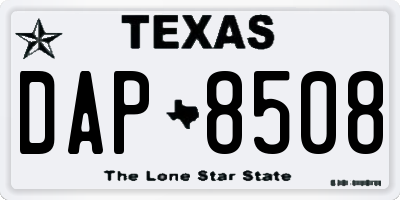 TX license plate DAP8508