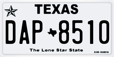 TX license plate DAP8510