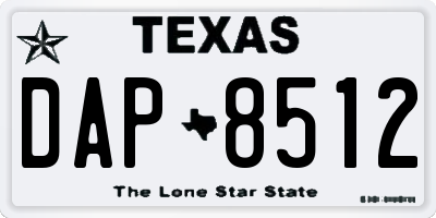 TX license plate DAP8512