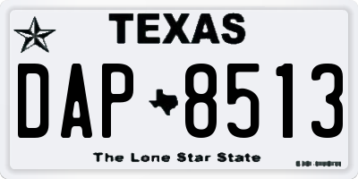 TX license plate DAP8513
