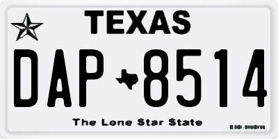 TX license plate DAP8514