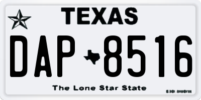 TX license plate DAP8516
