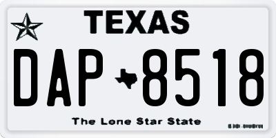 TX license plate DAP8518
