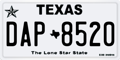 TX license plate DAP8520