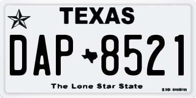 TX license plate DAP8521