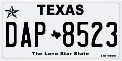 TX license plate DAP8523