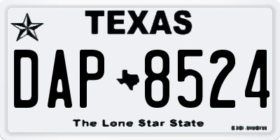 TX license plate DAP8524