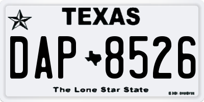 TX license plate DAP8526