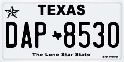 TX license plate DAP8530