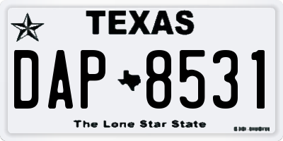 TX license plate DAP8531