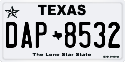 TX license plate DAP8532