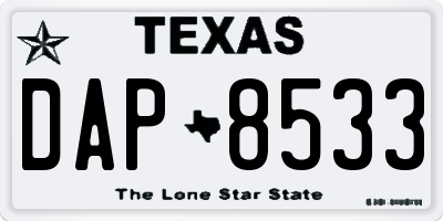 TX license plate DAP8533