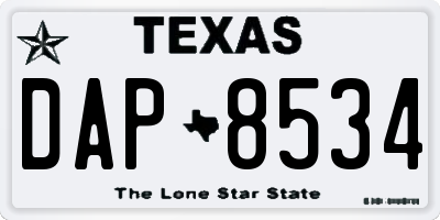 TX license plate DAP8534