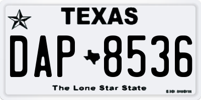 TX license plate DAP8536