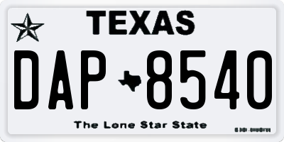 TX license plate DAP8540