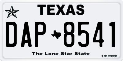TX license plate DAP8541