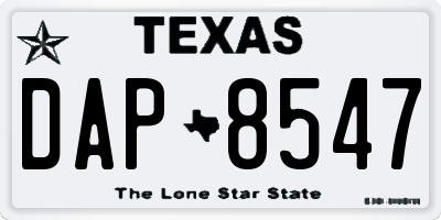 TX license plate DAP8547