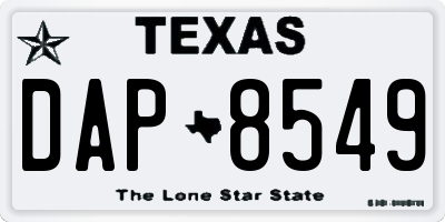 TX license plate DAP8549