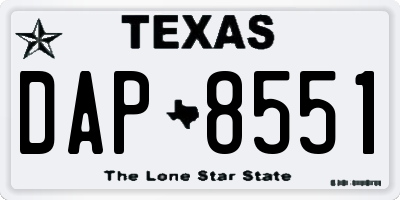 TX license plate DAP8551
