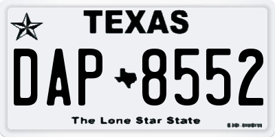TX license plate DAP8552