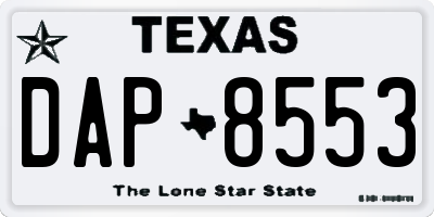 TX license plate DAP8553