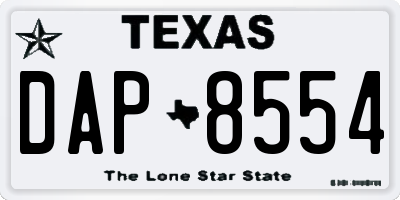 TX license plate DAP8554