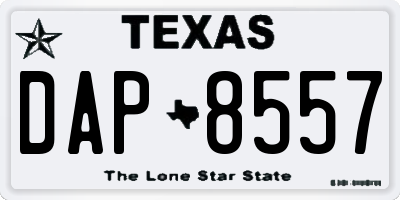 TX license plate DAP8557
