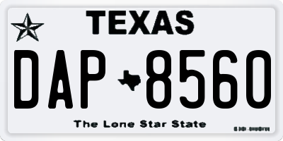TX license plate DAP8560