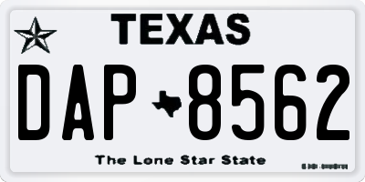 TX license plate DAP8562