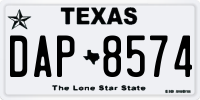 TX license plate DAP8574
