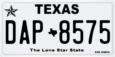 TX license plate DAP8575
