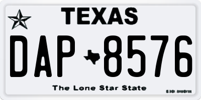TX license plate DAP8576