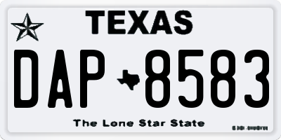 TX license plate DAP8583